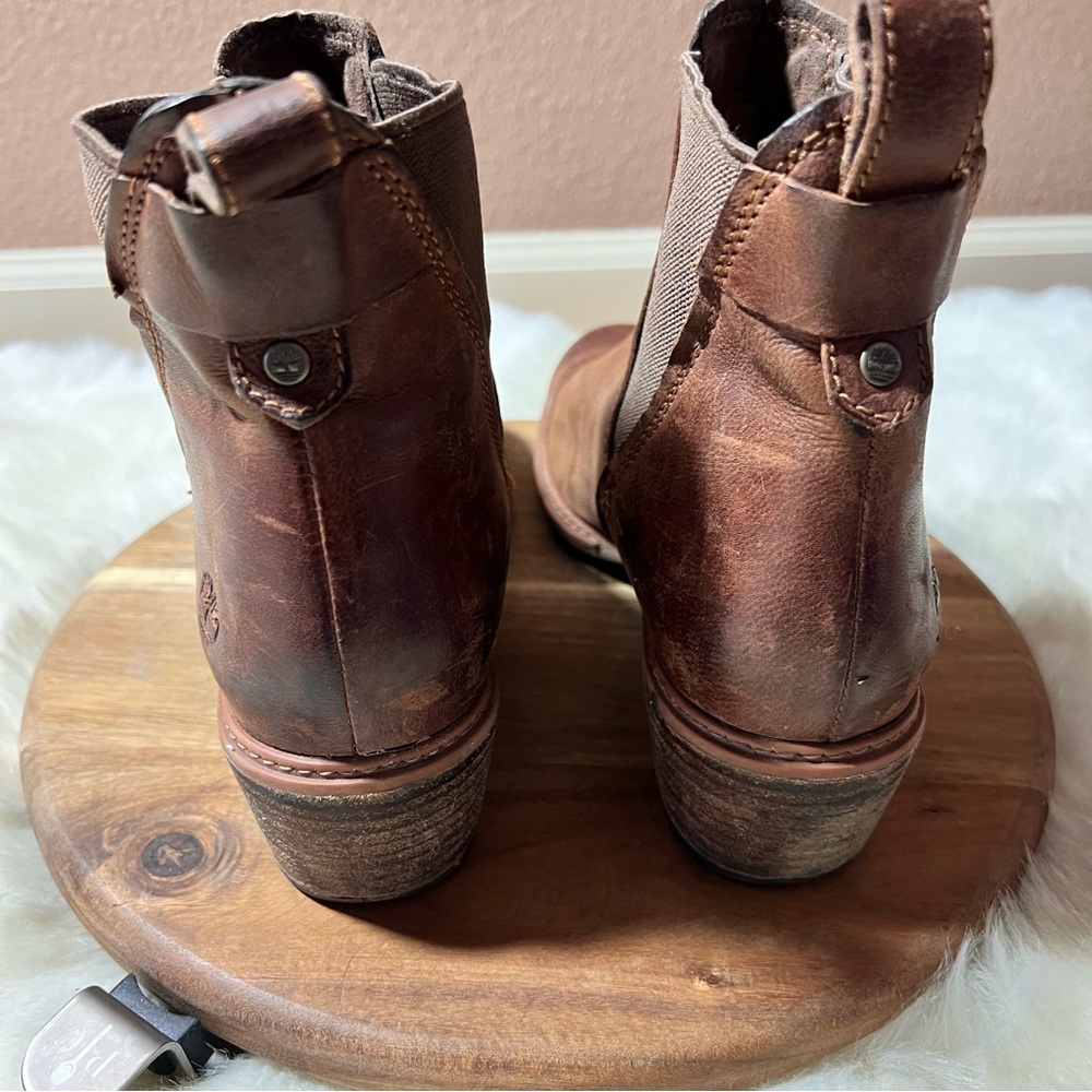 Timberland Leather Brown Sutherlin Bay Boots with Elastic Panels Size 8 - Picture 4 of 11